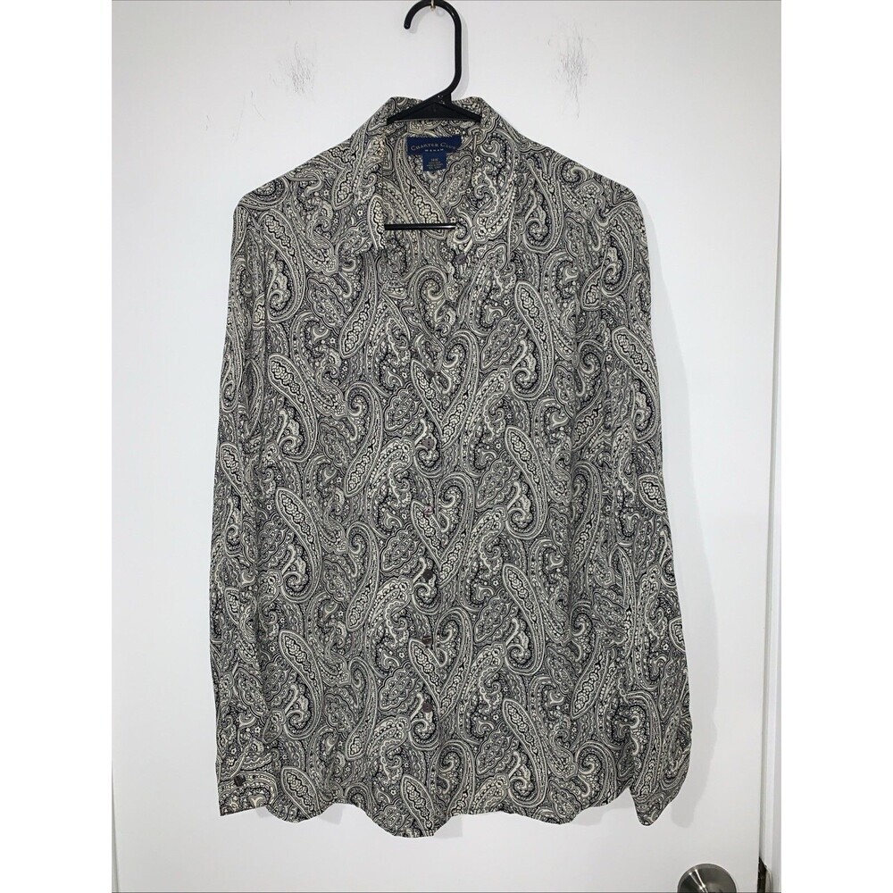 Charter Club Silk Button Up WhimsyGoth‎ Career 14women